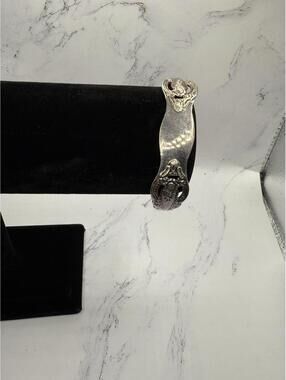 Vintage Silver Cuff Spoon 6” Bracelet Ornate Detailing